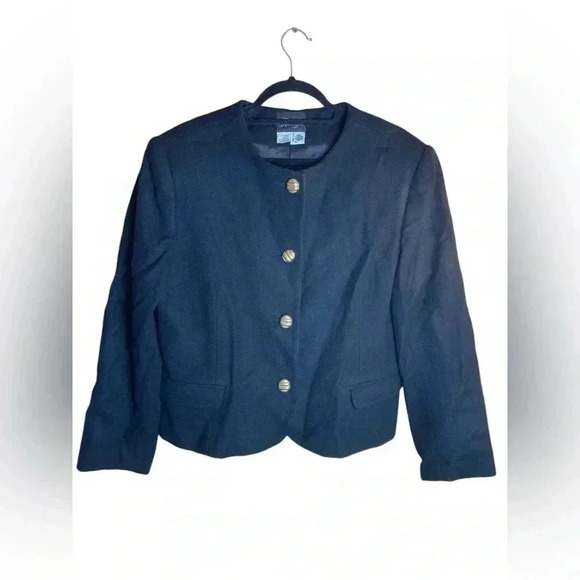 Radcliffe 100% pure wool black jacket with gold buttons woman‎ size 14 - Picture 1 of 10